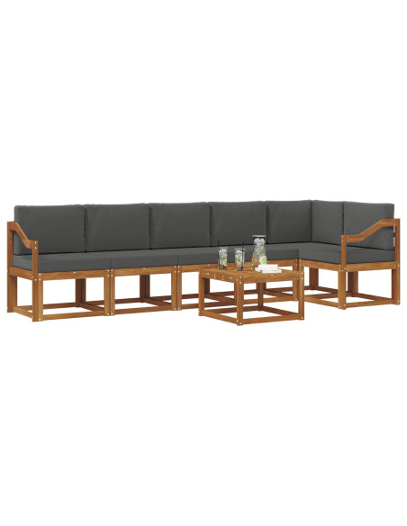 Set di divani da esterno con cuscino 7 pcs Naturale e Antracite