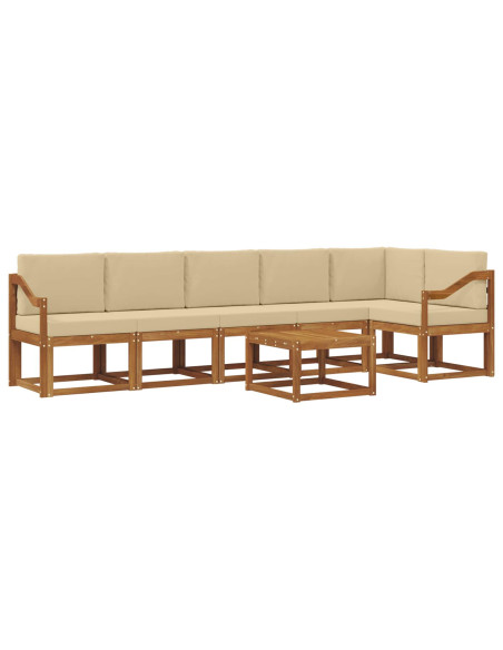 Set di divani da esterno con cuscino 7 pcs Naturale e Beige