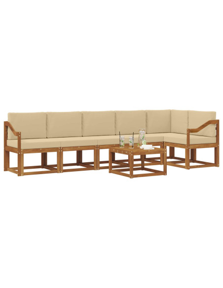 Set di divani da esterno con cuscino 7 pcs Naturale e Beige