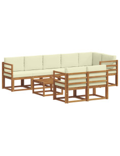 Set di divani da esterno con cuscino 9 pcs Naturale e Crema 2