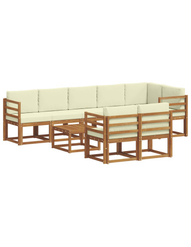 Set di divani da esterno con cuscino 9 pcs Naturale e Crema