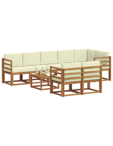 Set di divani da esterno con cuscino 9 pcs Naturale e Crema