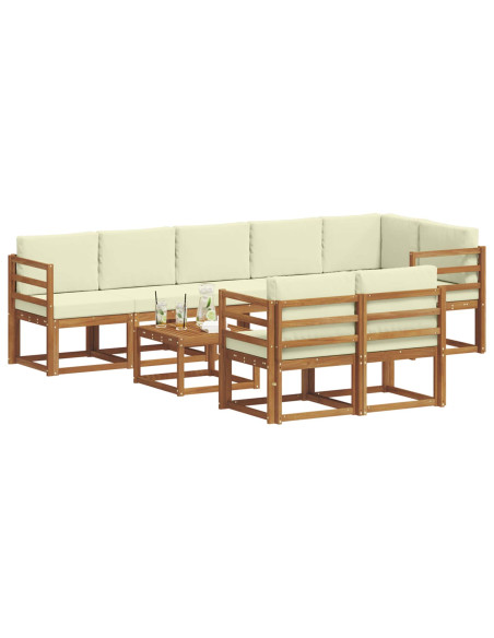 Set di divani da esterno con cuscino 9 pcs Naturale e Crema