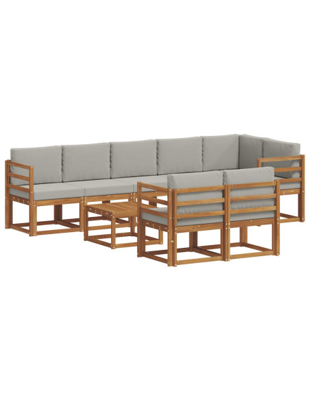 Set di divani da esterno 9 pcs Grigio Naturale e Chiaro