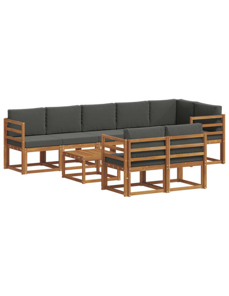 Set di divani da esterno con cuscino 9 pcs Naturale e Antracite
