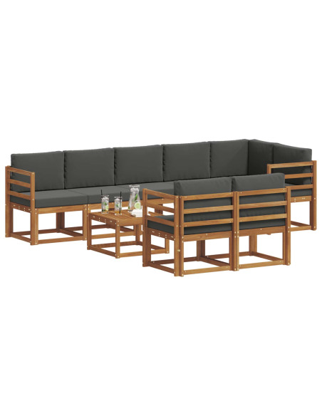 Set di divani da esterno con cuscino 9 pcs Naturale e Antracite