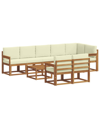 Set di divani da esterno con cuscino 9 pcs Naturale e Crema