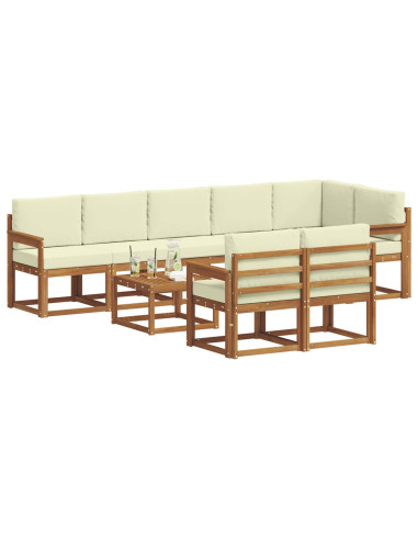 Set di divani da esterno con cuscino 9 pcs Naturale e Crema