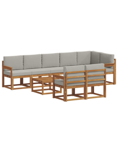Set di divani da esterno 9 pcs Grigio Naturale e Chiaro