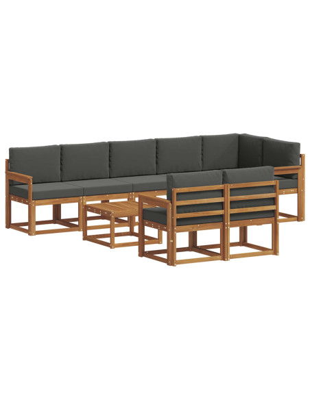 Set di divani da esterno con cuscino 9 pcs Naturale e Antracite