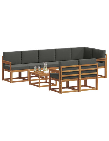 Set di divani da esterno con cuscino 9 pcs Naturale e Antracite