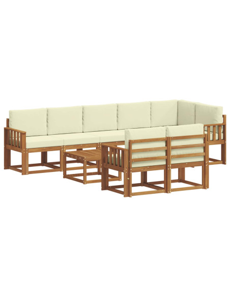 Set di divani da esterno con cuscino 9 pcs Naturale e Crema