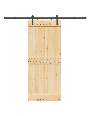 Porta scorrevole NARVIK Naturale e Nero 85 x 210 cm (213,5 cm)