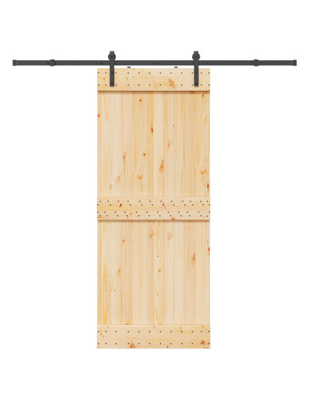 Porta scorrevole NARVIK Naturale e Nero 85 x 210 cm (213,5 cm)