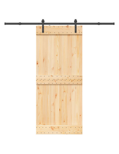 Porta scorrevole NARVIK Naturale e Nero 90 x 210 cm (213,5 cm)
