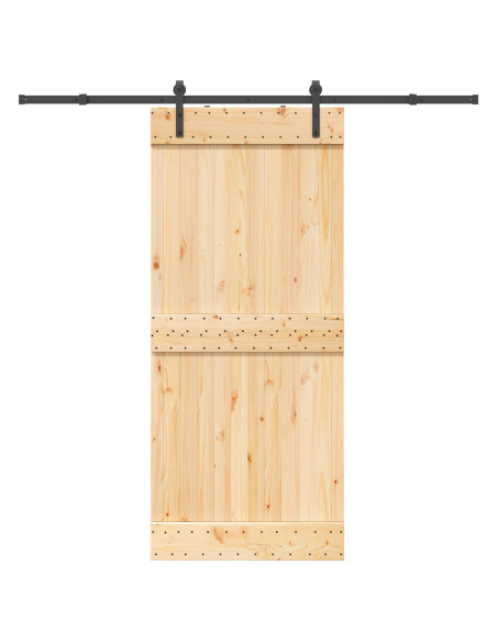 Porta scorrevole NARVIK Naturale e Nero 90 x 210 cm (213,5 cm)