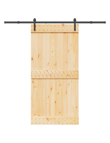 Porta scorrevole NARVIK Naturale e Nero 100 x 210 cm (213,5 cm)