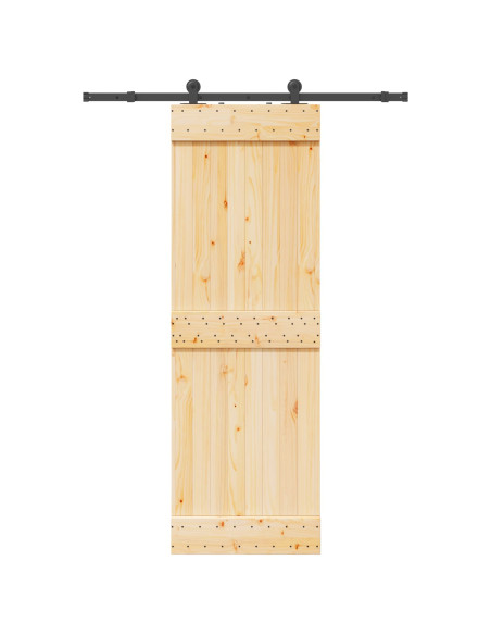 Porta scorrevole NARVIK Naturale e Nero 70 x 210 cm (152,5 cm)