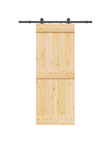 Porta scorrevole NARVIK Naturale e Nero 80 x 210 cm (152,5 cm)