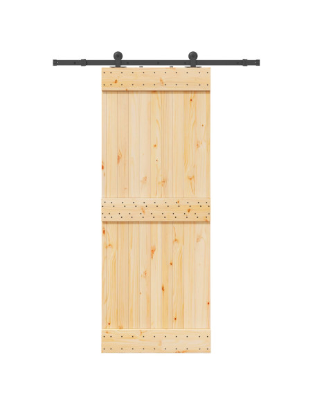 Porta scorrevole NARVIK Naturale e Nero 80 x 210 cm (152,5 cm)