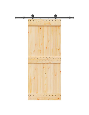 Porta scorrevole NARVIK Naturale e Nero 85 x 210 cm (152,5 cm)