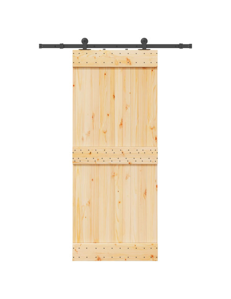 Porta scorrevole NARVIK Naturale e Nero 85 x 210 cm (152,5 cm)