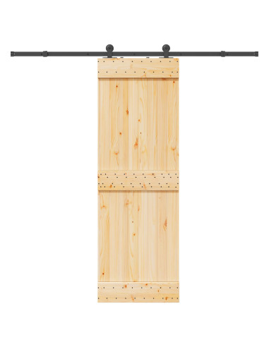 Porta scorrevole NARVIK Naturale e Nero 70 x 210 cm (213,5 cm)