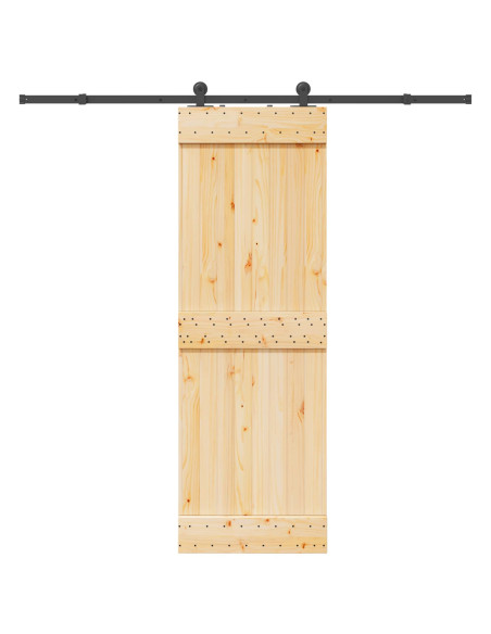 Porta scorrevole NARVIK Naturale e Nero 70 x 210 cm (213,5 cm)