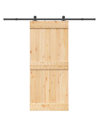 Porta scorrevole NARVIK Naturale e Nero 90 x 210 cm (213,5 cm)