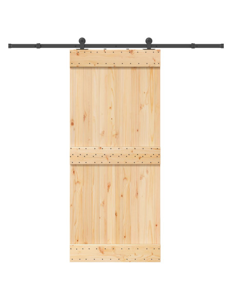 Porta scorrevole NARVIK Naturale e Nero 90 x 210 cm (213,5 cm)