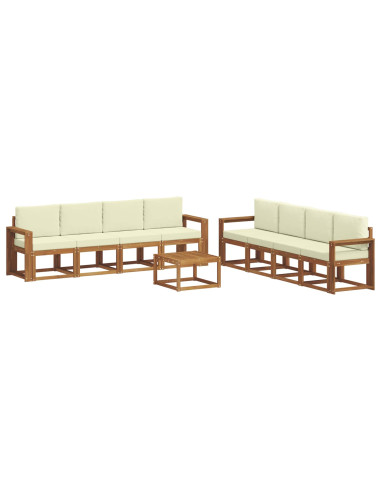 Set di divani da esterno con cuscino 9 pcs Naturale e Crema