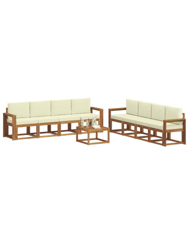 Set di divani da esterno con cuscino 9 pcs Naturale e Crema
