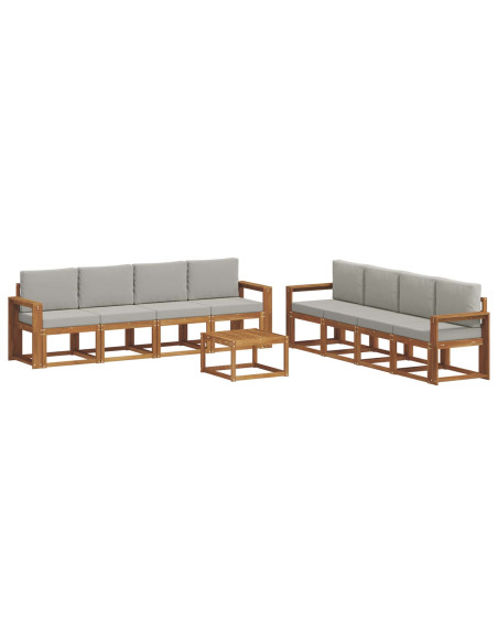 Set di divani da esterno 9 pcs Grigio Naturale e Chiaro