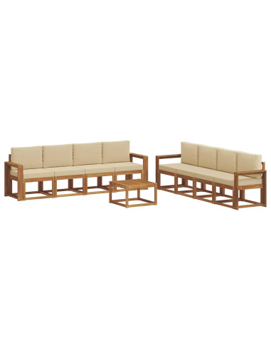 Set di divani da esterno con cuscino 9 pcs Naturale e Beige