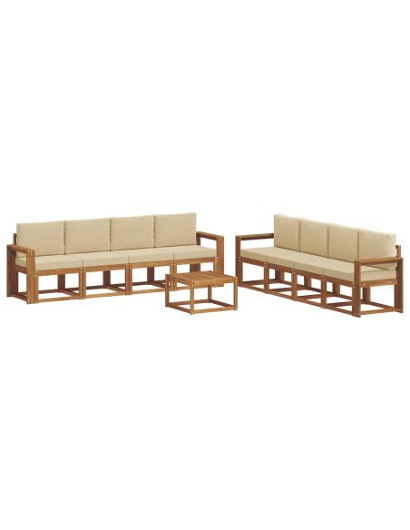 Set di divani da esterno con cuscino 9 pcs Naturale e Beige