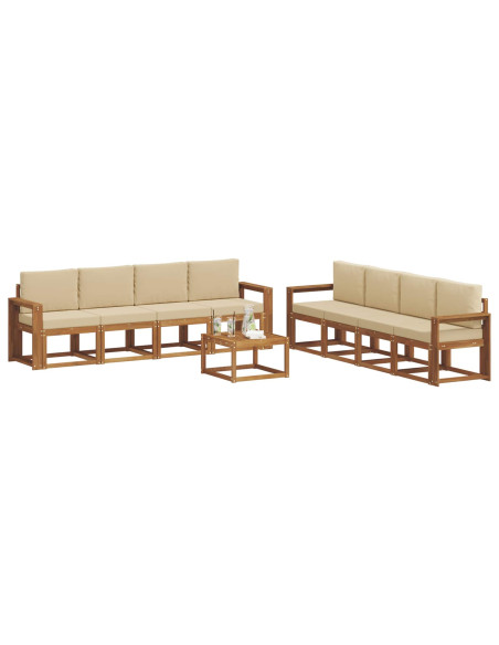Set di divani da esterno con cuscino 9 pcs Naturale e Beige