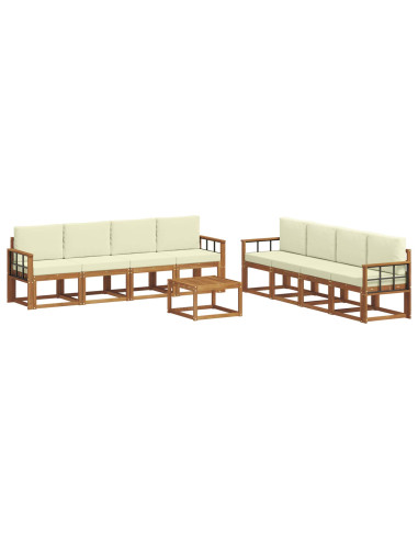 Set di divani da esterno con cuscino 9 pcs Naturale e Crema