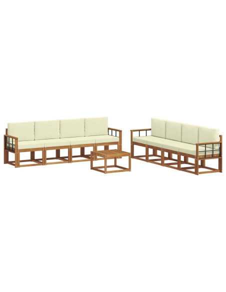 Set di divani da esterno con cuscino 9 pcs Naturale e Crema