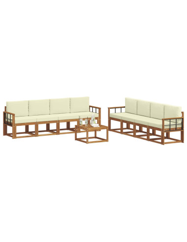 Set di divani da esterno con cuscino 9 pcs Naturale e Crema