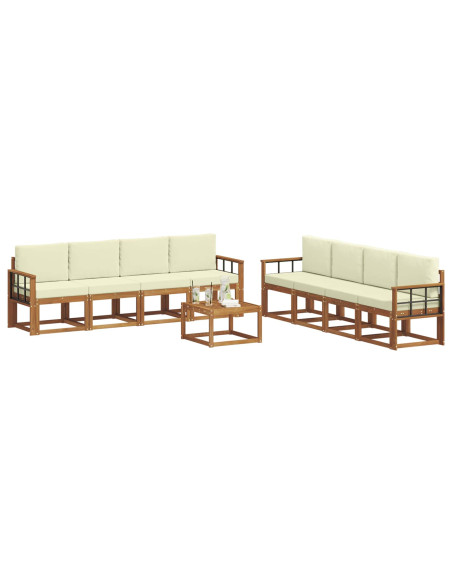 Set di divani da esterno con cuscino 9 pcs Naturale e Crema