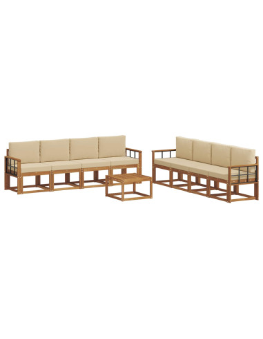 Set di divani da esterno con cuscino 9 pcs Naturale e Beige