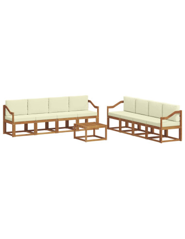 Set di divani da esterno con cuscino 9 pcs Naturale e Crema