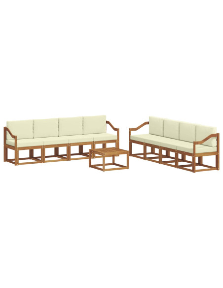 Set di divani da esterno con cuscino 9 pcs Naturale e Crema