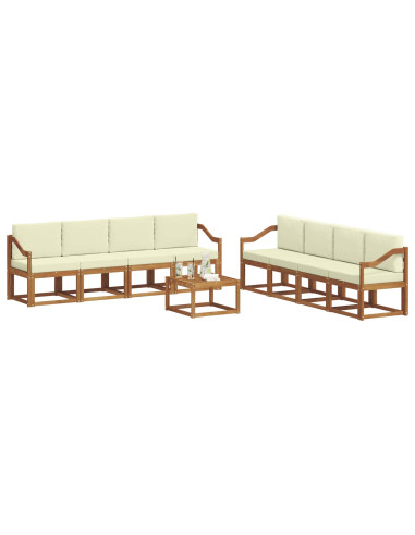 Set di divani da esterno con cuscino 9 pcs Naturale e Crema
