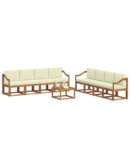 Set di divani da esterno con cuscino 9 pcs Naturale e Crema