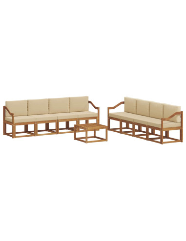 Set di divani da esterno con cuscino 9 pcs Naturale e Beige