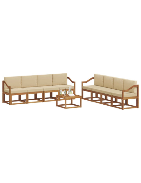 Set di divani da esterno con cuscino 9 pcs Naturale e Beige