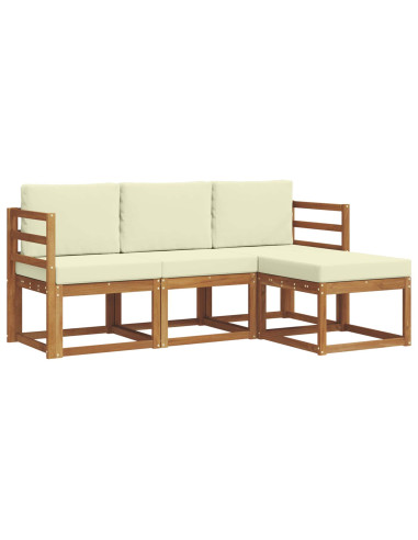 Set di divani da esterno con cuscino 4 pcs Naturale e Crema