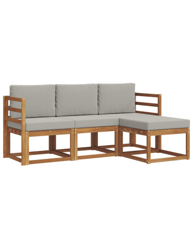 Set di divani da esterno 4 pcs Grigio Naturale e Chiaro