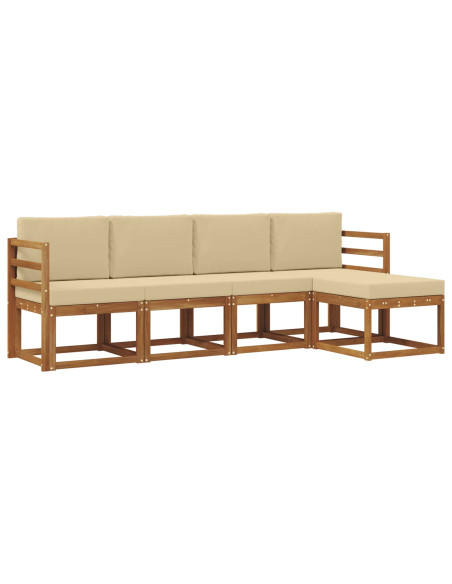 Set di divani da esterno con cuscino 5 pcs Naturale e Beige